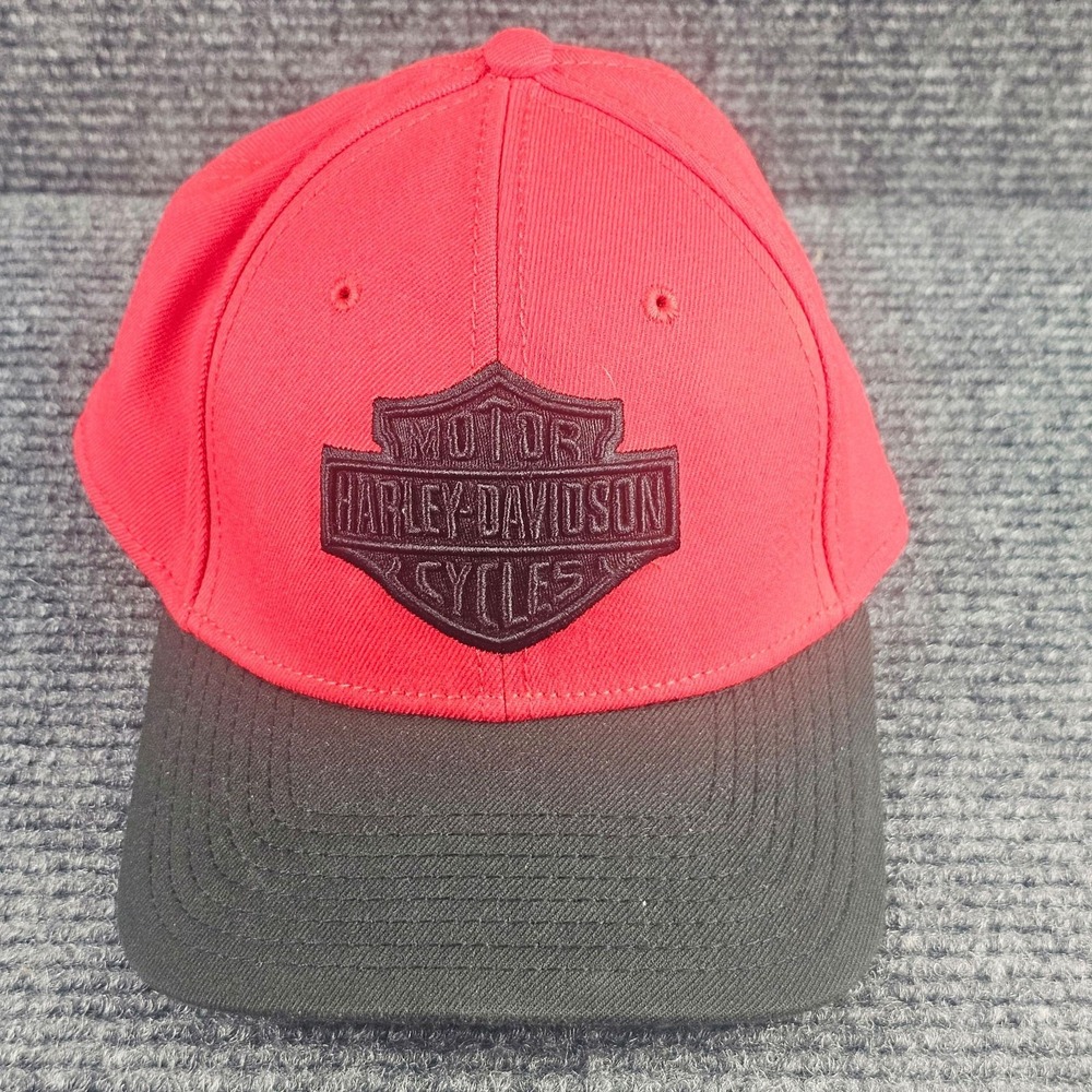 Harley-Davidson Hat Mens Small Red Black Stretch Fitted Baseball Cap New Era